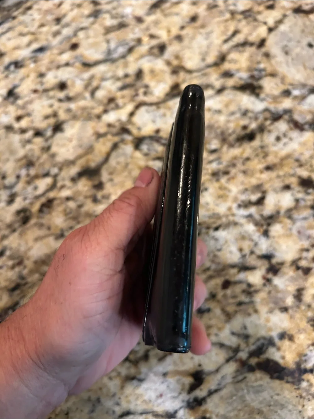 CHANEL Black Patent Leather CC Fold Wallet
